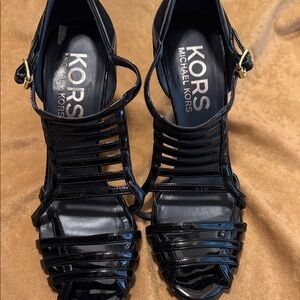 Michael Kors Glossy Black Strappy Heels